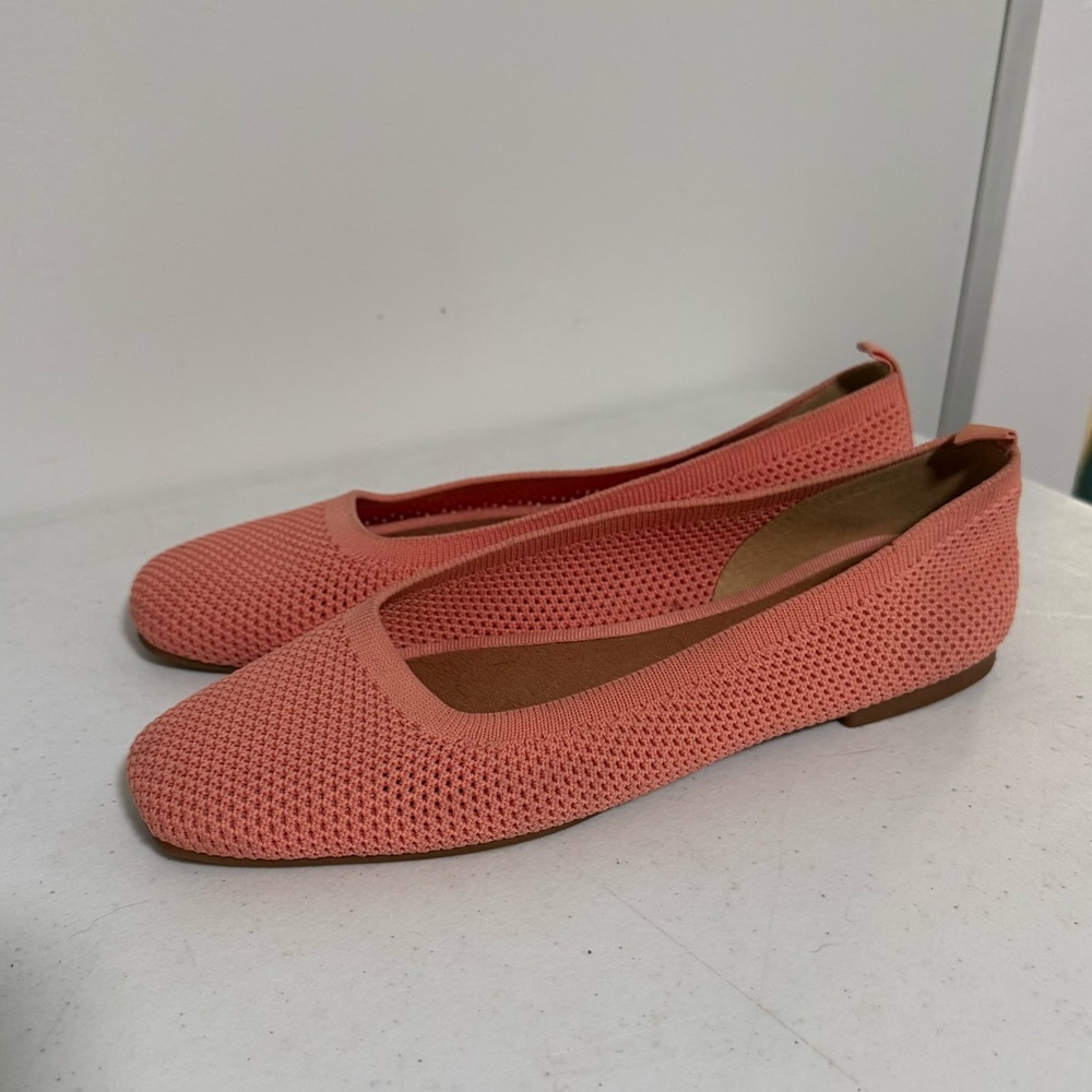 Lucky Brand Peach Pink Woven Boxy Toe Ballet Slipper Flat